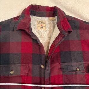Red Head Flannel Jacket Mens L Sherpa Lined Red Plaid Button Up Outdoors